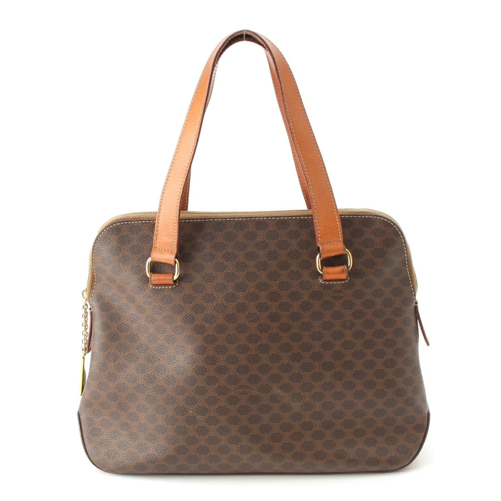 Celine Macadam Leather Shoulder Handbag Brown